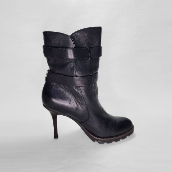 Coach Thelma Stiletto Black Mid-Calf Leather Boot Sz 10 - Picture 5 of 14